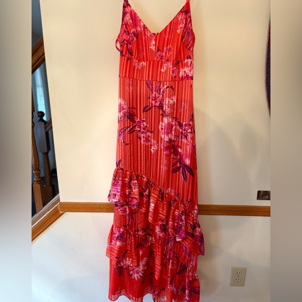 Eliza J Ruffled Tiered Chiffon Maxi Gown